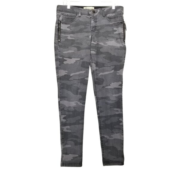 Democracy Jeans Womens 10 Ab Solution Gray Camouflage Stretch Skinny - Picture 1 of 9